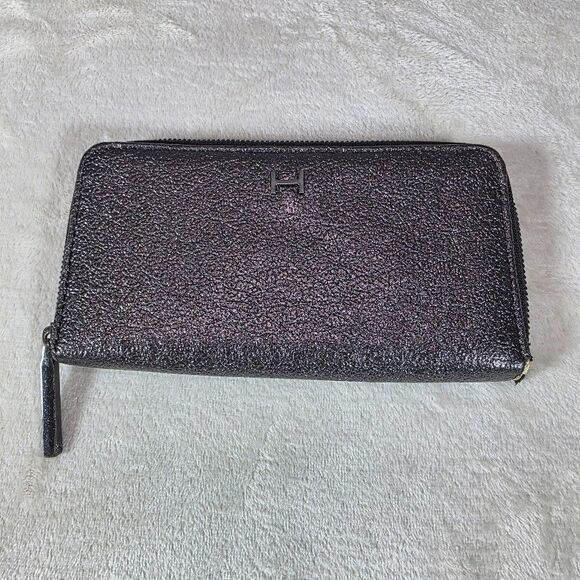 H by Halston Handbags - Halston Zip Around Wristlet Wallet Metallic Grey/Brown Zip Change/CC Pocket READ